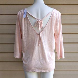 NWT J Crew Tie Back Cotton Blend T-Shirt Pink L